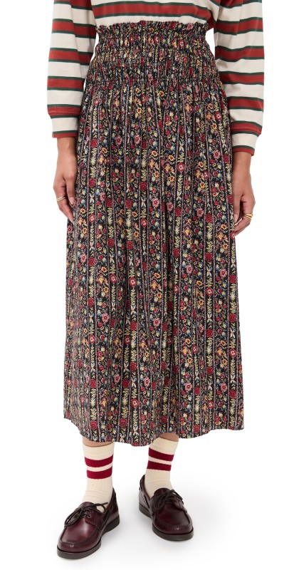 THE GREAT. The Canary Skirt Garland Print
