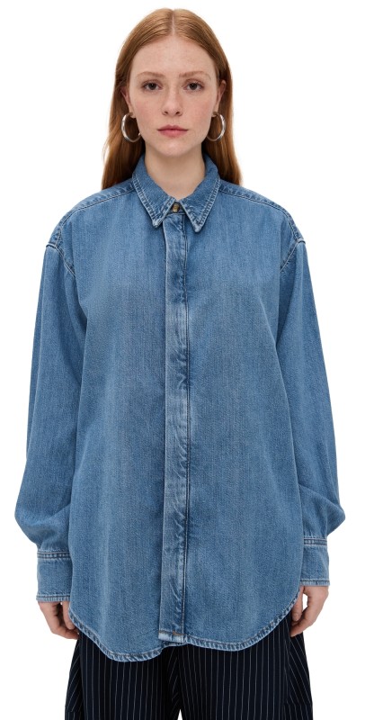 Good American Oversized Denim Shirt Indigo1024