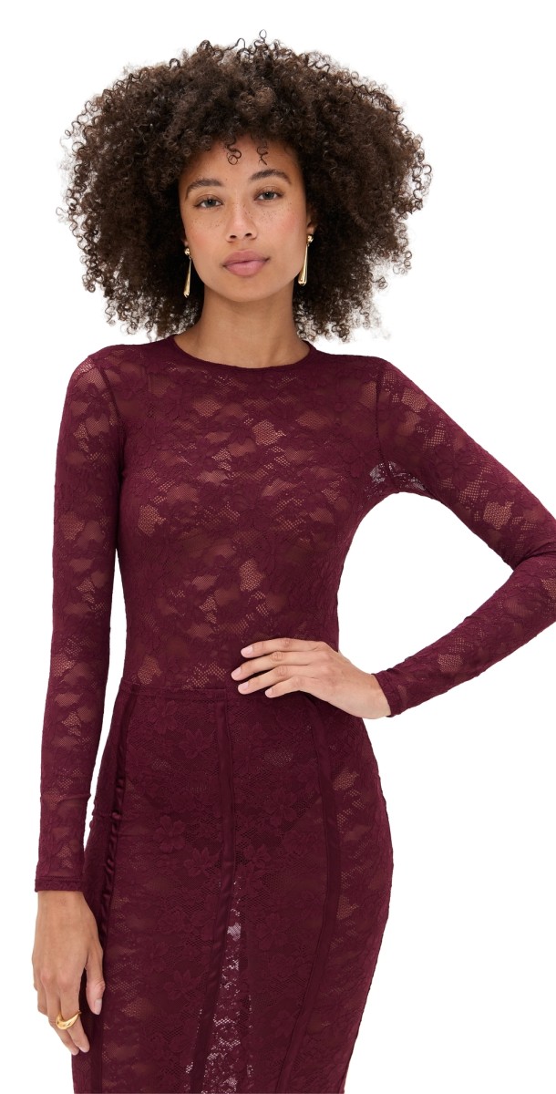 Fleur du Mal Le Stretch Long Sleeve Bodysuit Auburn