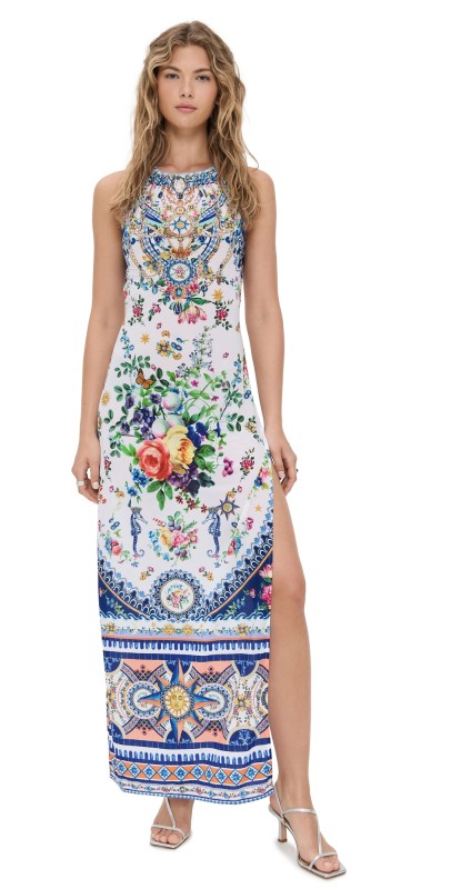Camilla High Neck Long Dress Tiles Darls