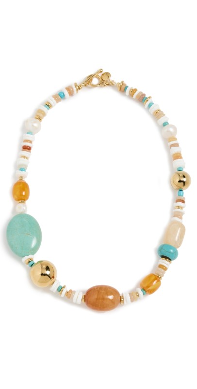 MAYAMAR Bold Stone Beaded Necklace Gold