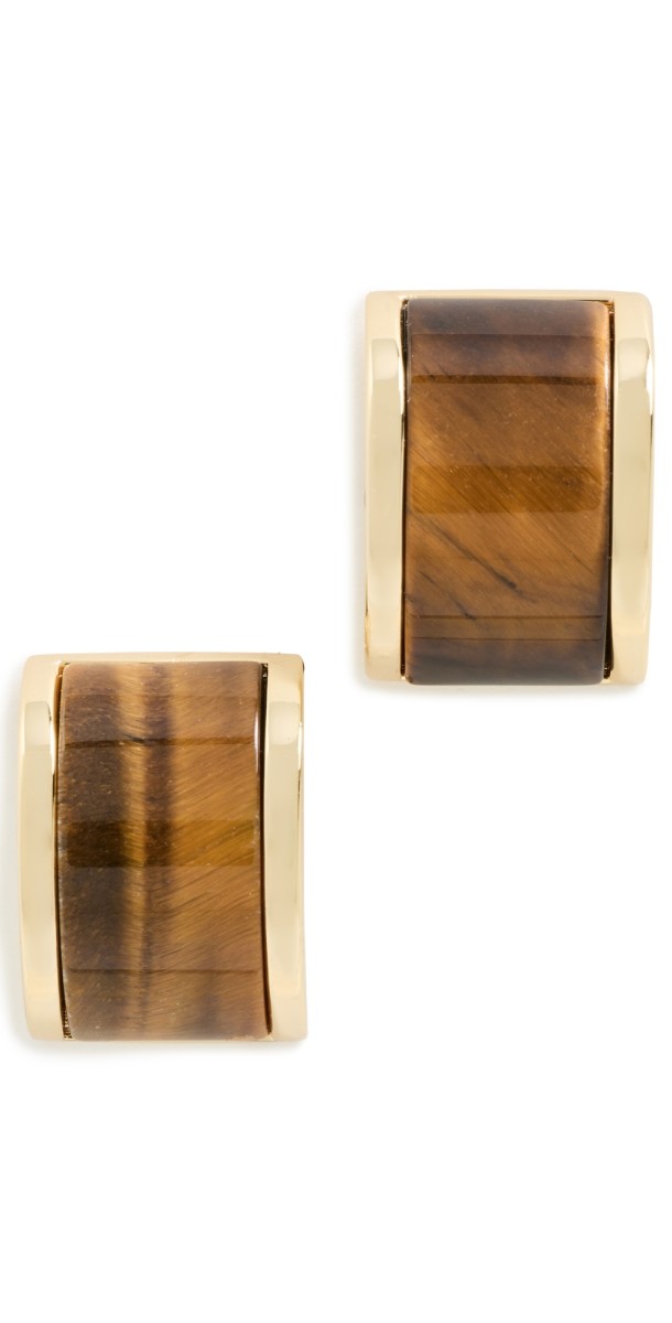 Ronny Kobo Bengali Earrings in Gold and Tiger Eye Tiger Ey