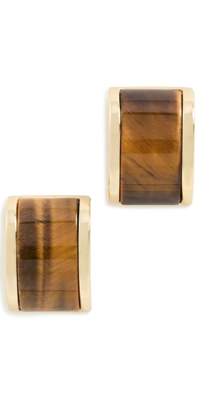 Ronny Kobo Bengali Earrings in Gold and Tiger Eye Tiger Ey