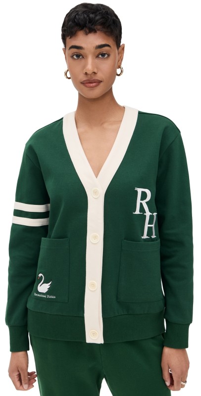 Recreational Habits Hampton Interlock Cardigan Green