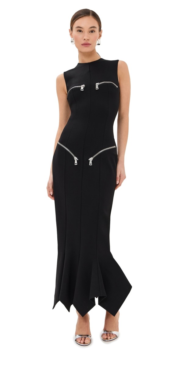 AREA Handkerchief Zipper Dress Black