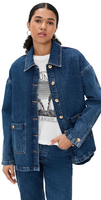 ANINE BING Luca Clean Indigo Denim Jacket Washed Blue