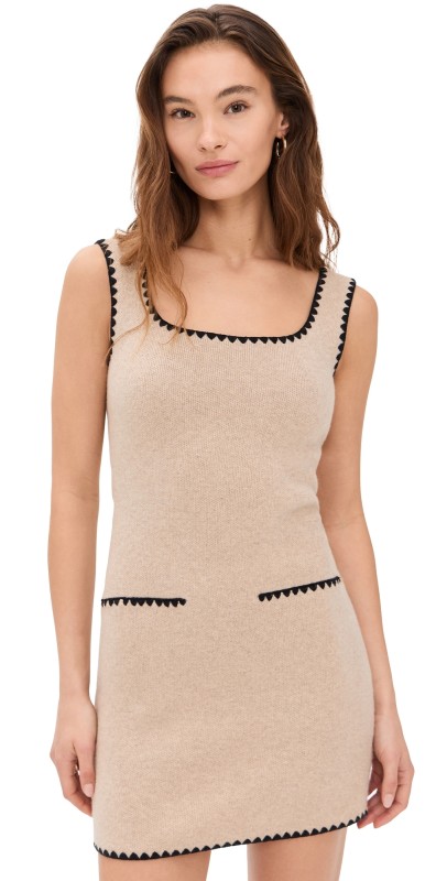 Reformation Isabelle Wool Embroidered Sweater Dress Linen