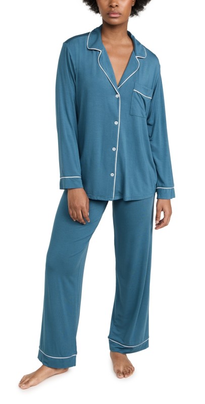 Eberjey Gisele Long Pj Set Heritage Blue/Ivory