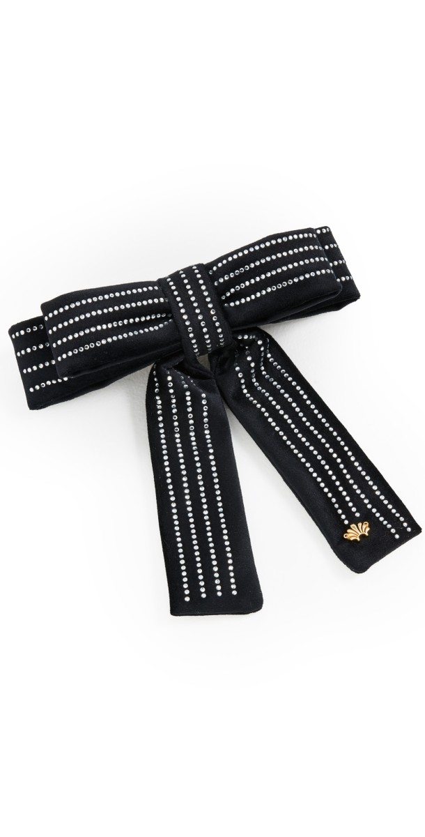 Lele Sadoughi Crystal Pinstripe Antoinette Bow Barrette Jet