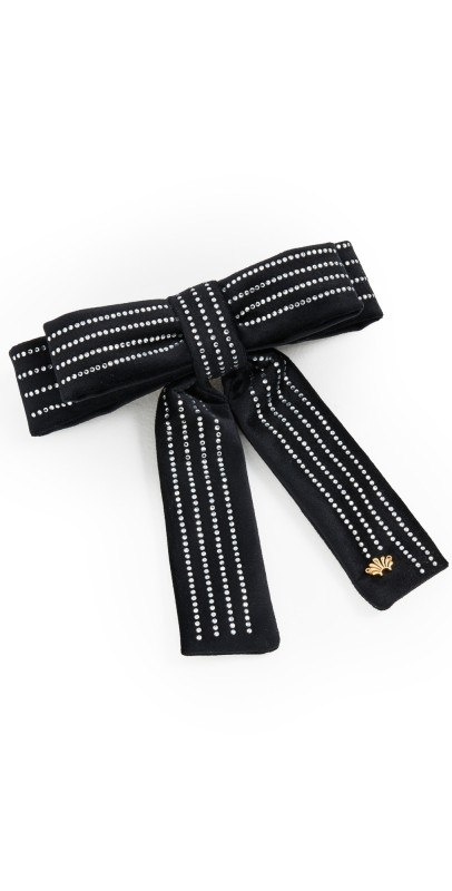 Lele Sadoughi Crystal Pinstripe Antoinette Bow Barrette Jet
