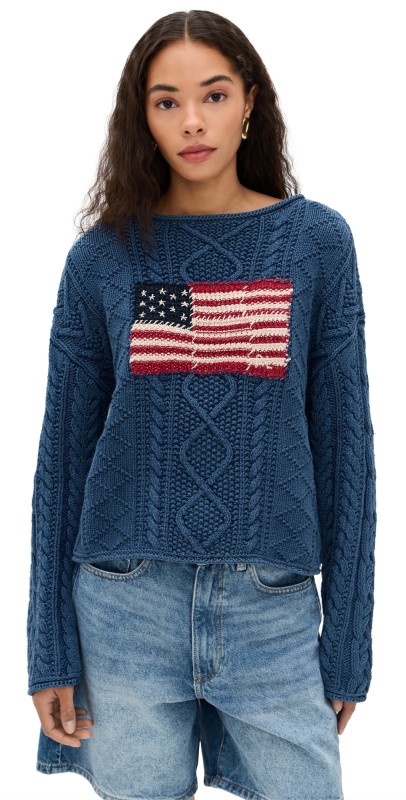 Polo Ralph Lauren Long Sleeve Boat Neck Pullover Indigo/Multi