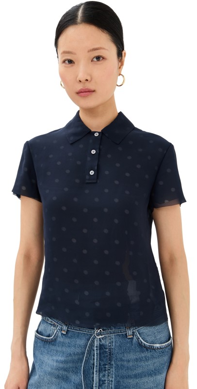 Acne Studios Polka Dot Blouse Navy/White