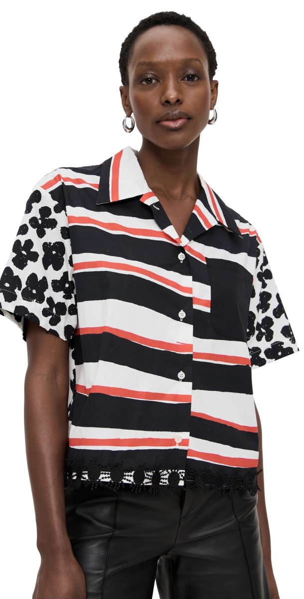 MSGM Printed Blouse Black