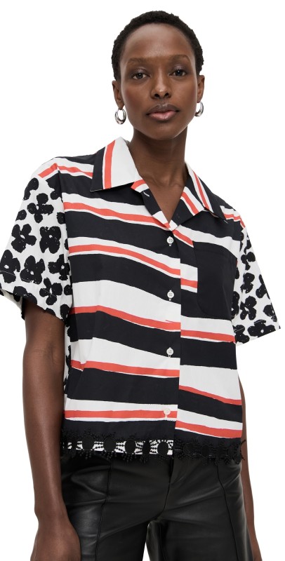 MSGM Printed Blouse Black