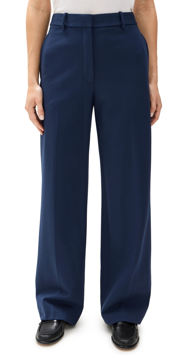 Theory Classic Straight Knit Trousers Bright Navy