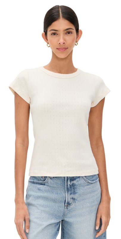 Marea Pointelle Crewneck Tee Ivory