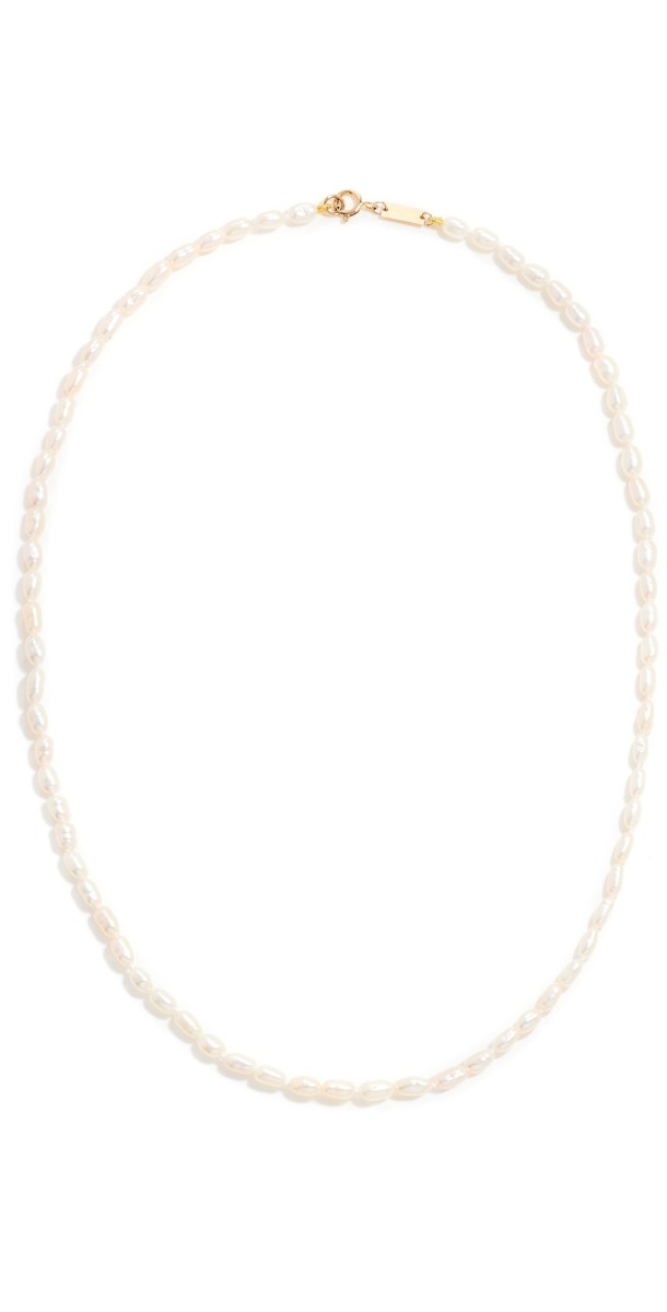 Adina Reyter 14k Tiny Seed Pearl Necklace Yellow