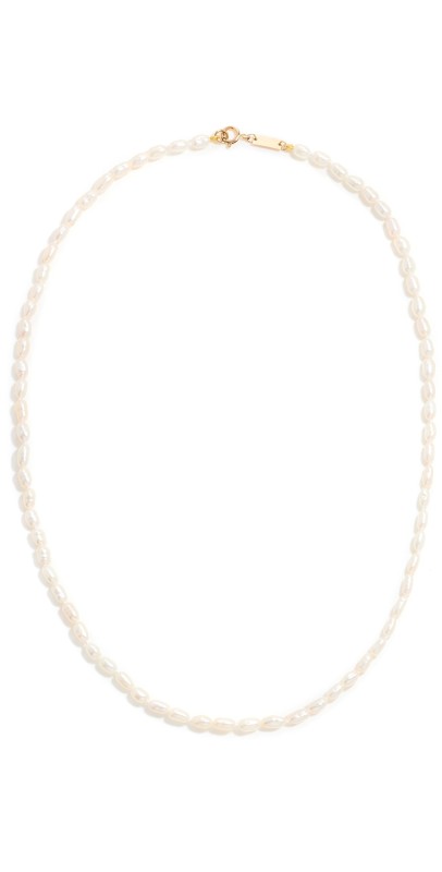 Adina Reyter 14k Tiny Seed Pearl Necklace Yellow