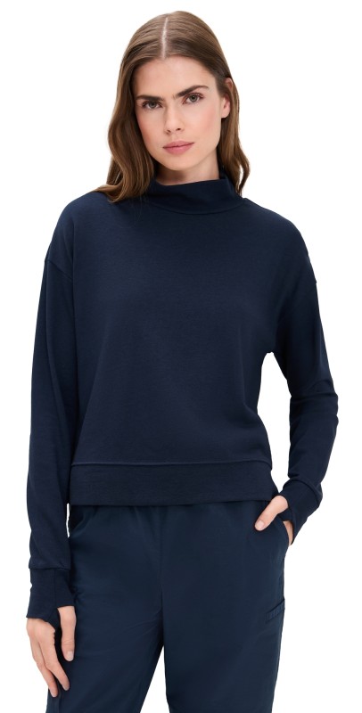Sweaty Betty After Class Funnel Neck Sweatshirt Navy Blue