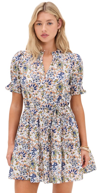 Apiece Apart Las Almas Dress Batik Floral Cream
