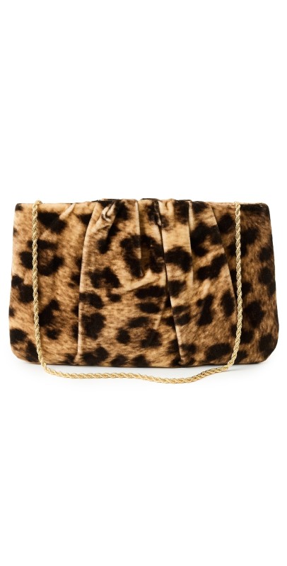 Loeffler Randall Serena Gathered Clutch Leopard