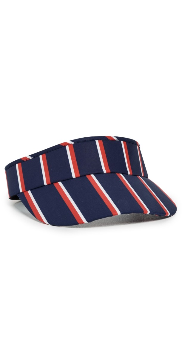 Lele Sadoughi Striped Cotton Bow Tie Visor Patriotic Strip