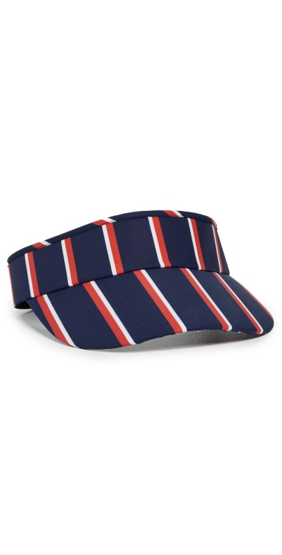 Lele Sadoughi Striped Cotton Bow Tie Visor Patriotic Strip