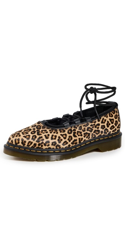 Dr. Martens Elphie Ii Light Tan Ballet Flats with Mini Leopard Spot Haircalf Light Tan