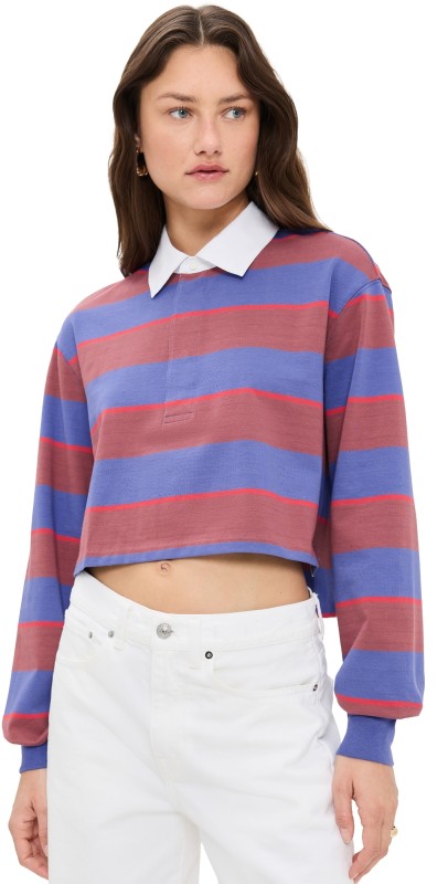 STAUD Gavin Cropped Shirt ATLAS RUGBY STRIPE