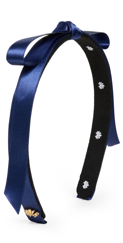 Lele Sadoughi Bardot Satin Ribbon Headband Navy
