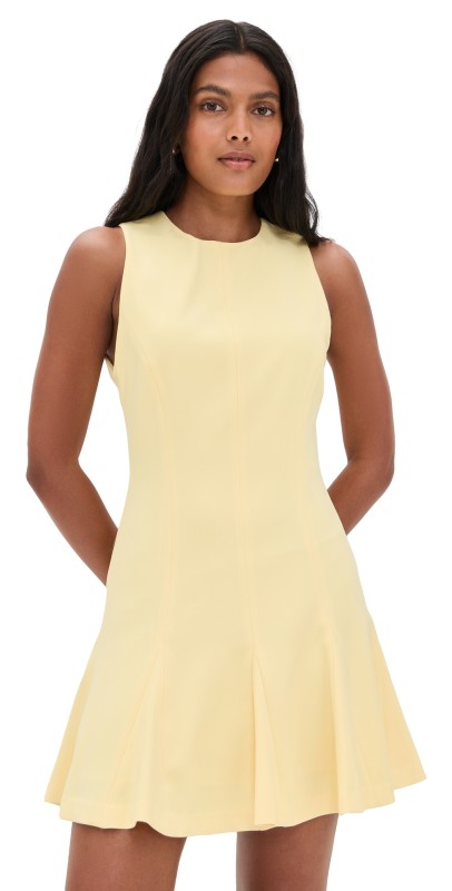 alice + olivia Isabelle Seamed Flare Mini Dress Butter