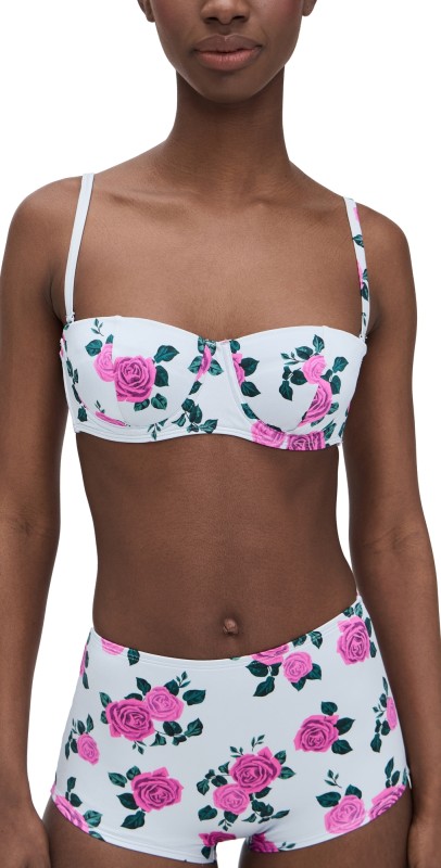 Good American Satin Underwire Bikini Top Vintage Rose