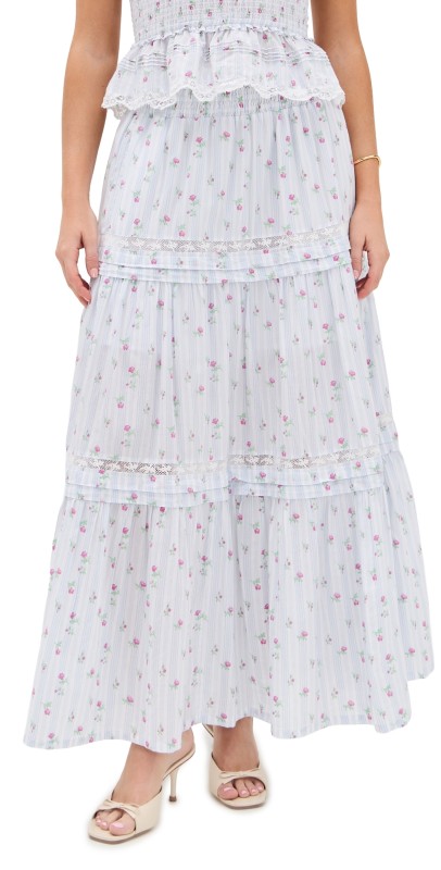 LoveShackFancy Phia Skirt Coastline Blue