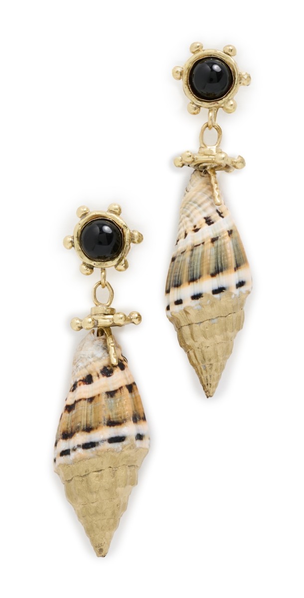 Ulla Johnson Leiro Black Onyx and Gold Dipped Shell Drop Earrings Black Onyx