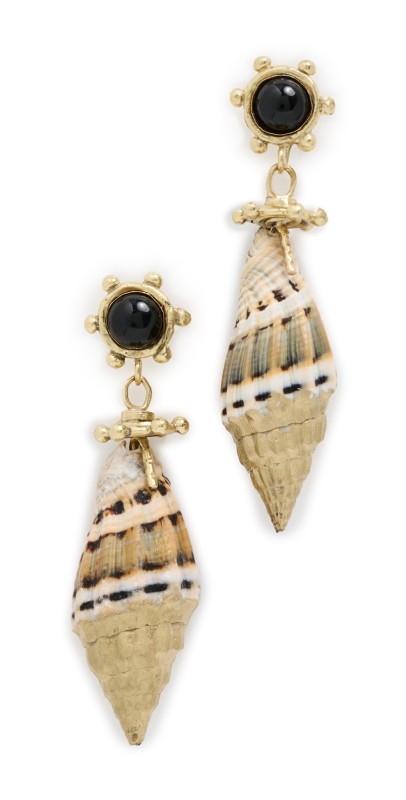 Ulla Johnson Leiro Black Onyx and Gold Dipped Shell Drop Earrings Black Onyx