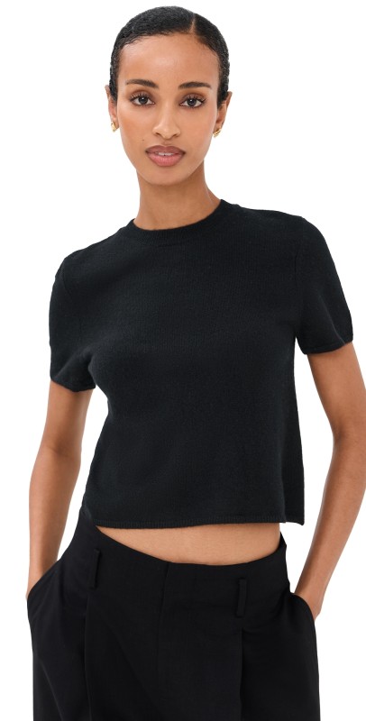 Sablyn Charleston Relaxed Cashmere Crewneck Tee Black