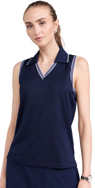 RLX Ralph Lauren Sleeveless Tour Pique Cricket Polo Refined Navy