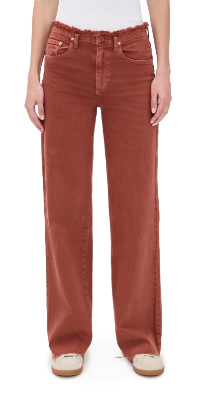 LE JEAN Fray Waist Column Jeans Sandwashed Spice