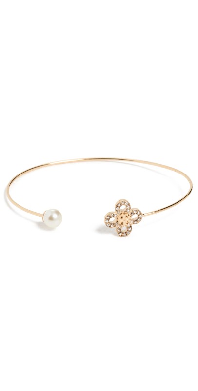 Tory Burch Kira Clover Pearl Cuff Tory Gold/Pearl/Crystal