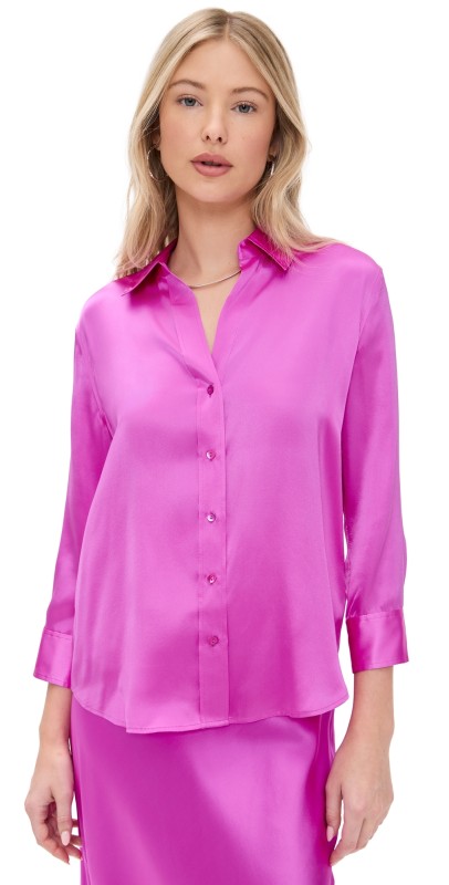 L'AGENCE Dani Silk Blouse Bright Purple