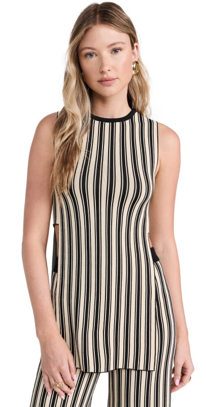 SIMONMILLER Canoga Knit Top Black/Rice Flour Stripe