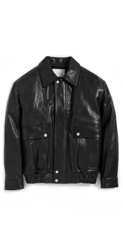 DUNST Unisex Oversized Vintage Leather Blouson Jacket Black