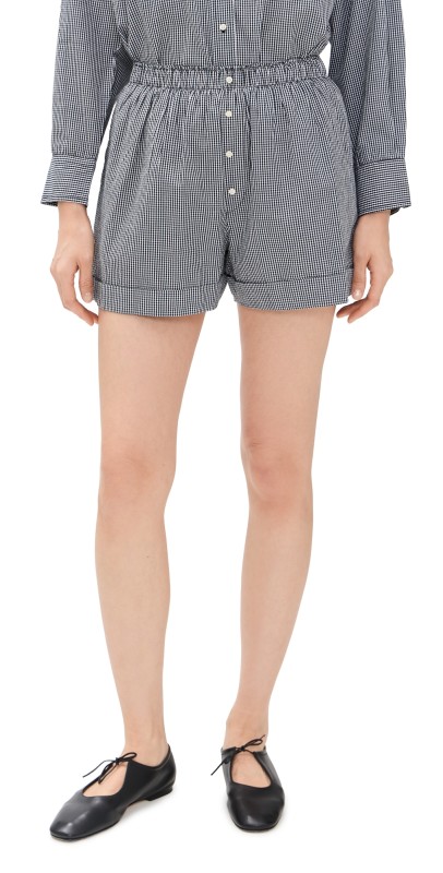 THE GREAT. The Boxer Shorts Black & White Gingham