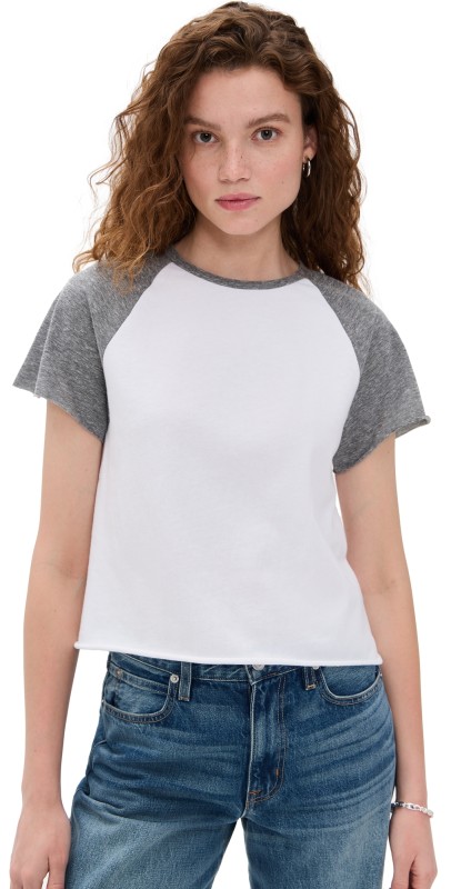 perfectwhitetee Britt Athletic Colorblock Tee White/Heather Grey