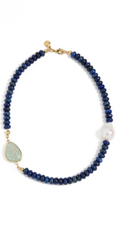 MAYAMAR Pearl and Stone Necklace in Lapis Lazuli Gold