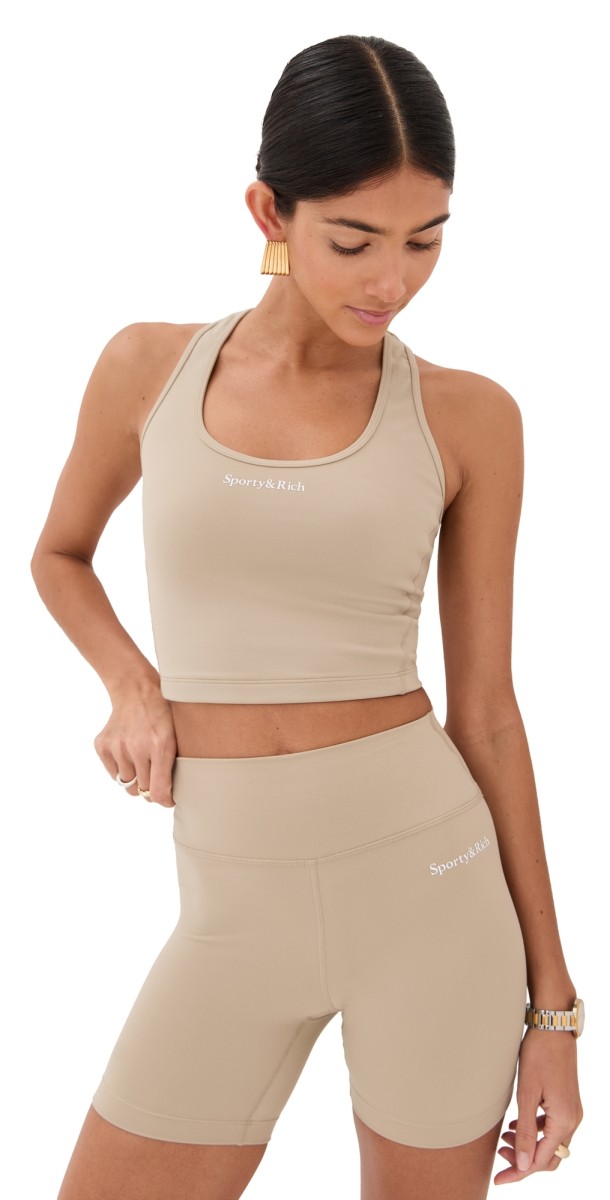Sporty & Rich Serif Logo Sports Tank Elephant White