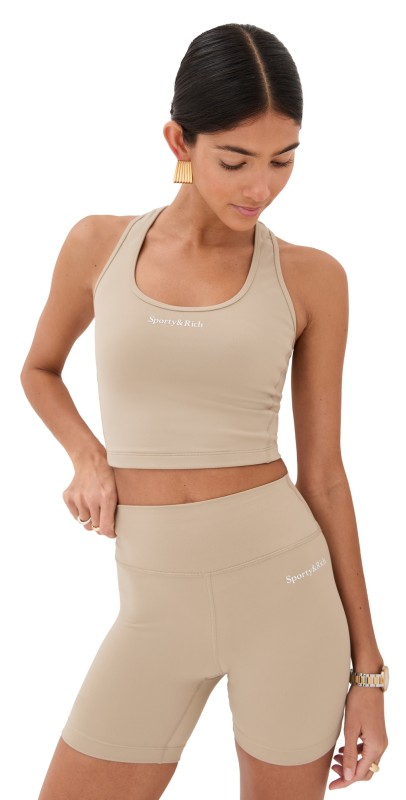 Sporty & Rich Serif Logo Sports Tank Elephant White