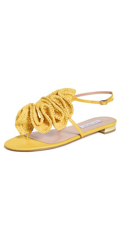 Aquazzura Noches Tropicales Flat Sandals Tuscan Sun