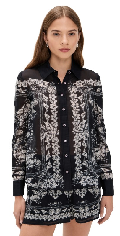 CAMI NYC Rafella Blouse Black Seaside Bandana