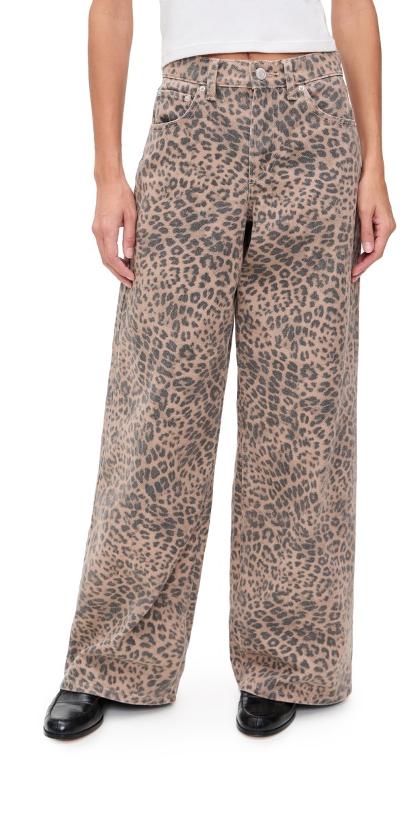 Z Supply Marli Denim Leopard Pants Desert Tan